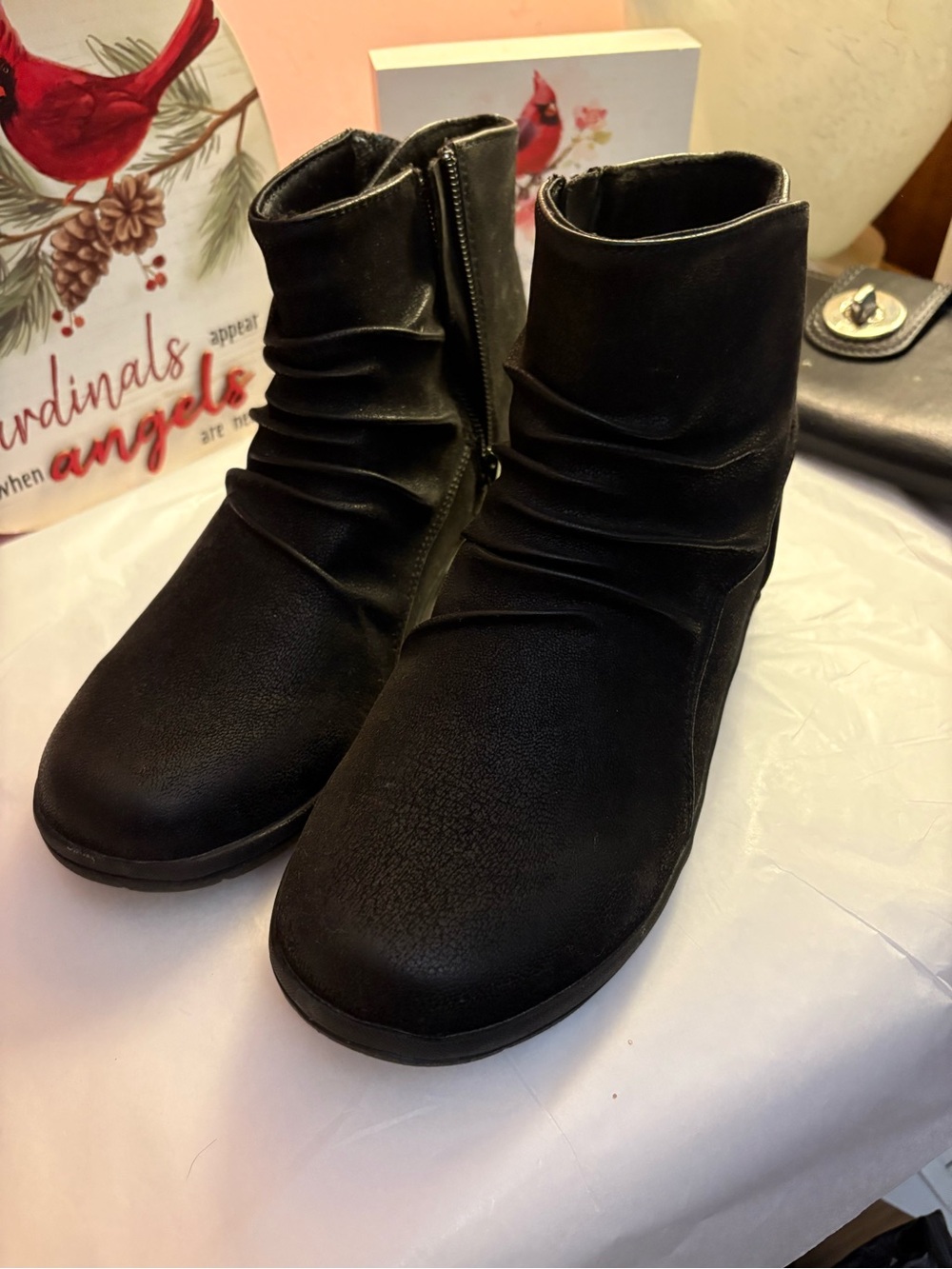 Skechers Women's Black Ruched Ankle Boots Skechers Sz 7.5